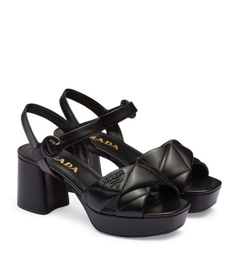 prada flat sandals with anklestrap wood link|Prada quilted leather platform sandals.